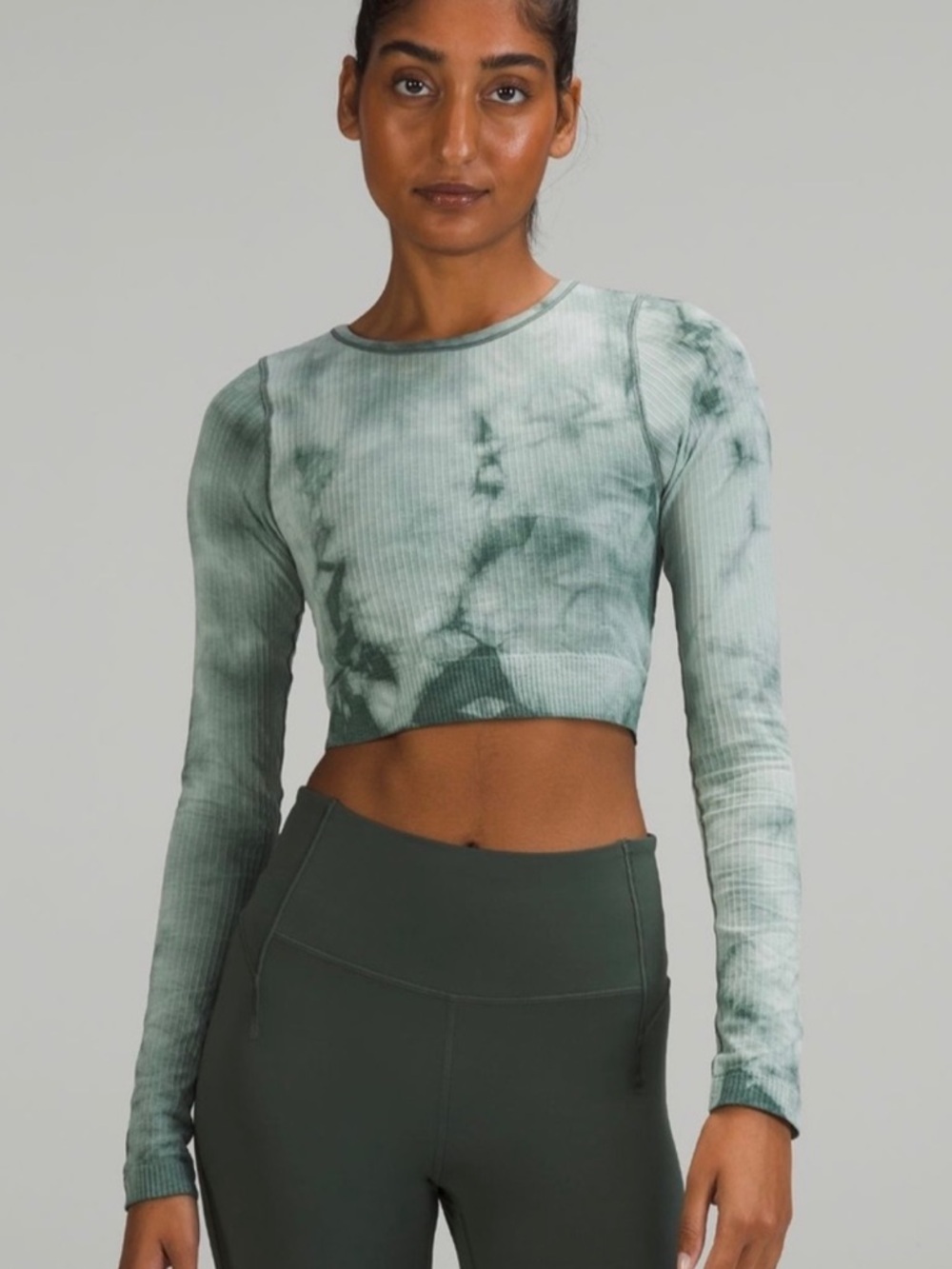 Lululemon Ebb To Street Marble Dye Long Sleeve Shirt Women’s 10 Tidewater Teal